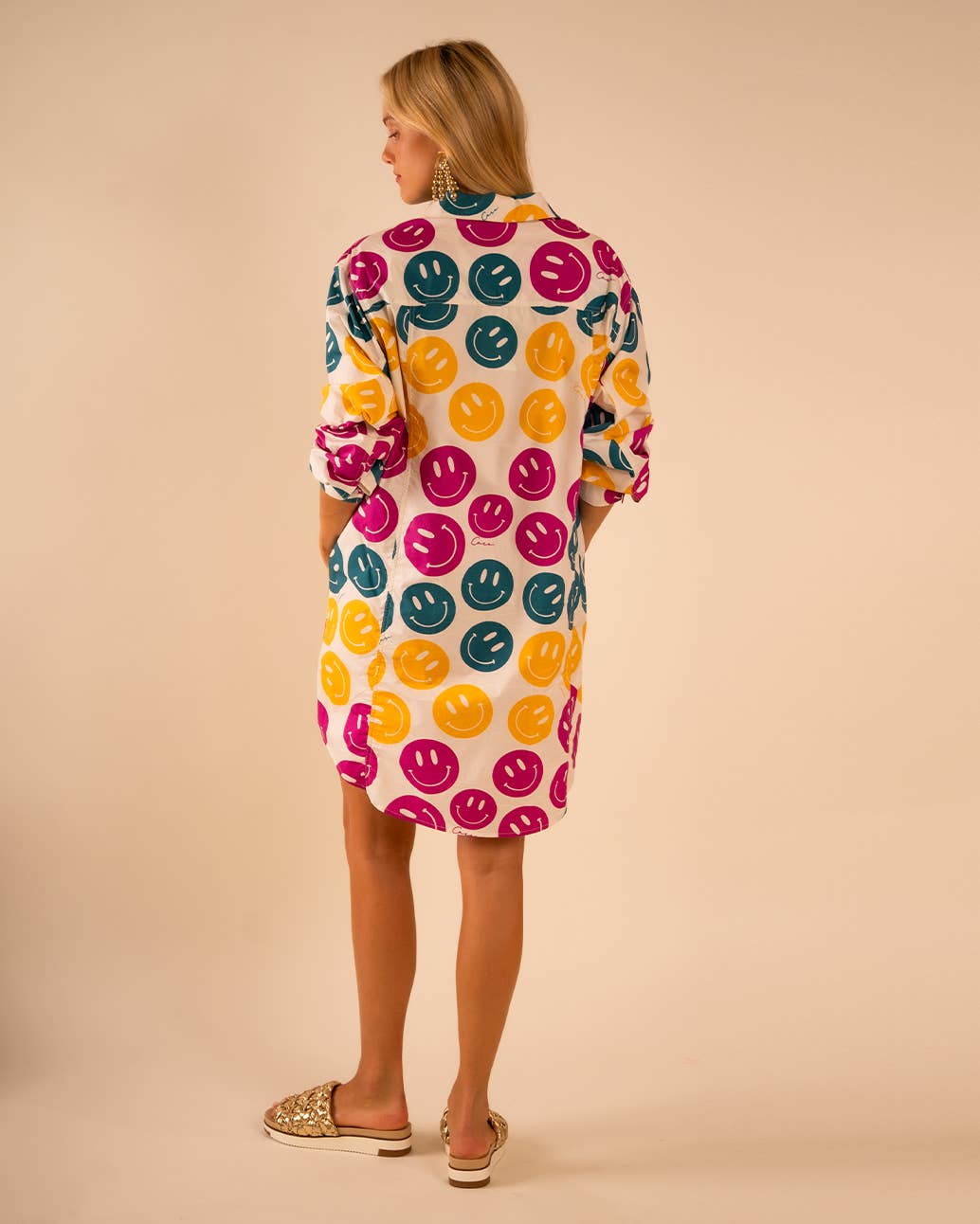 All Over Smiley Preslie Poplin Shirt Dress