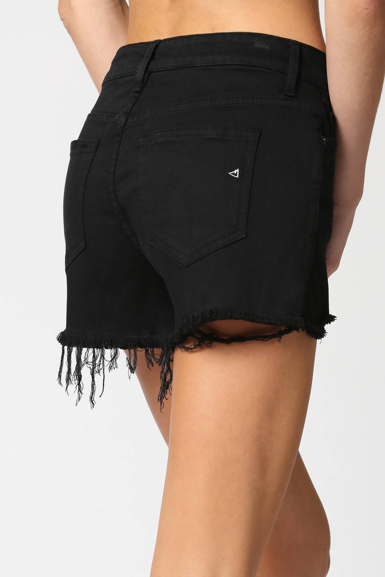 The Sofie Black Four Button High Rise Mom Shorts Jeans