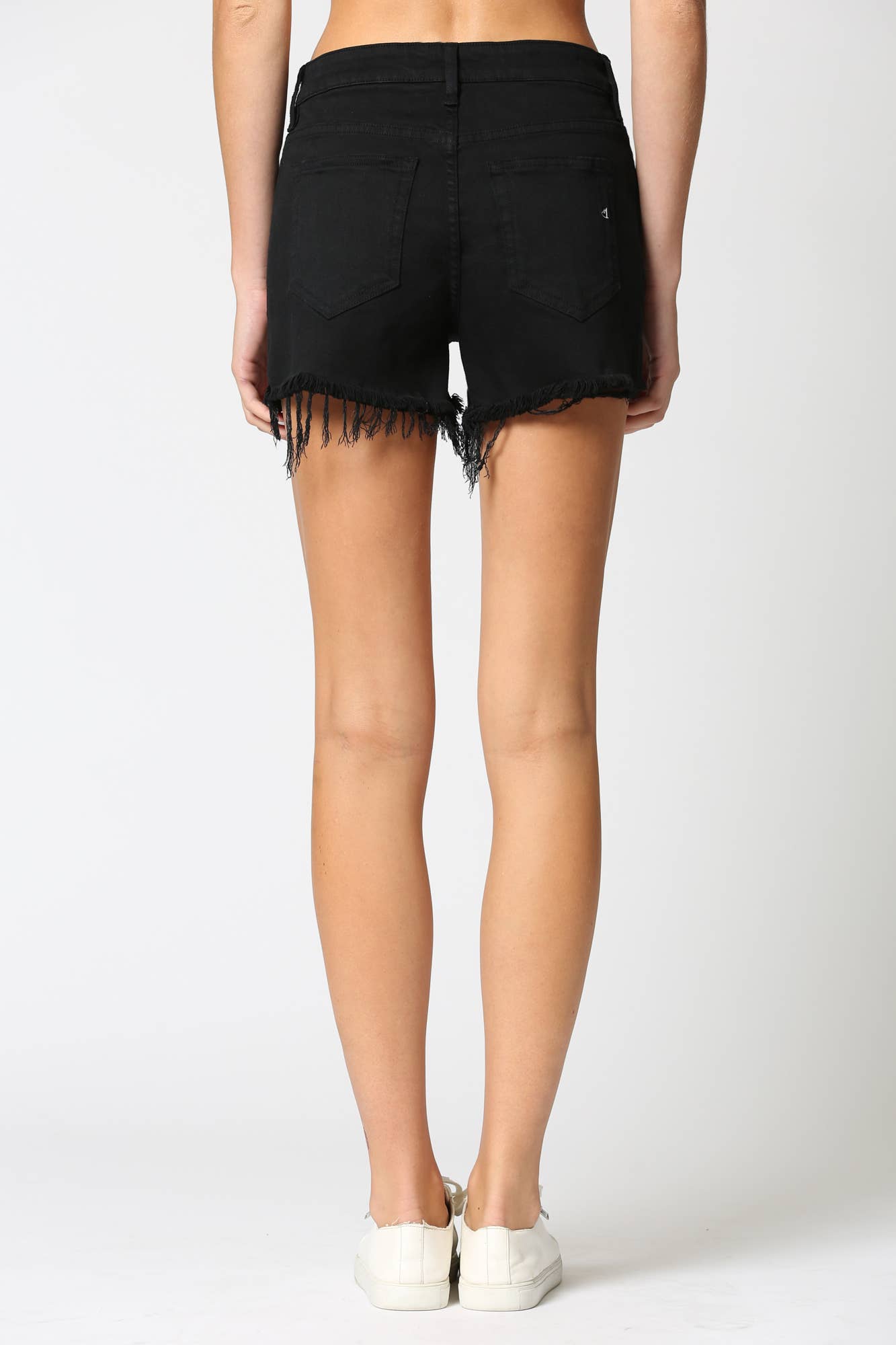 The Sofie Black Four Button High Rise Mom Shorts Jeans