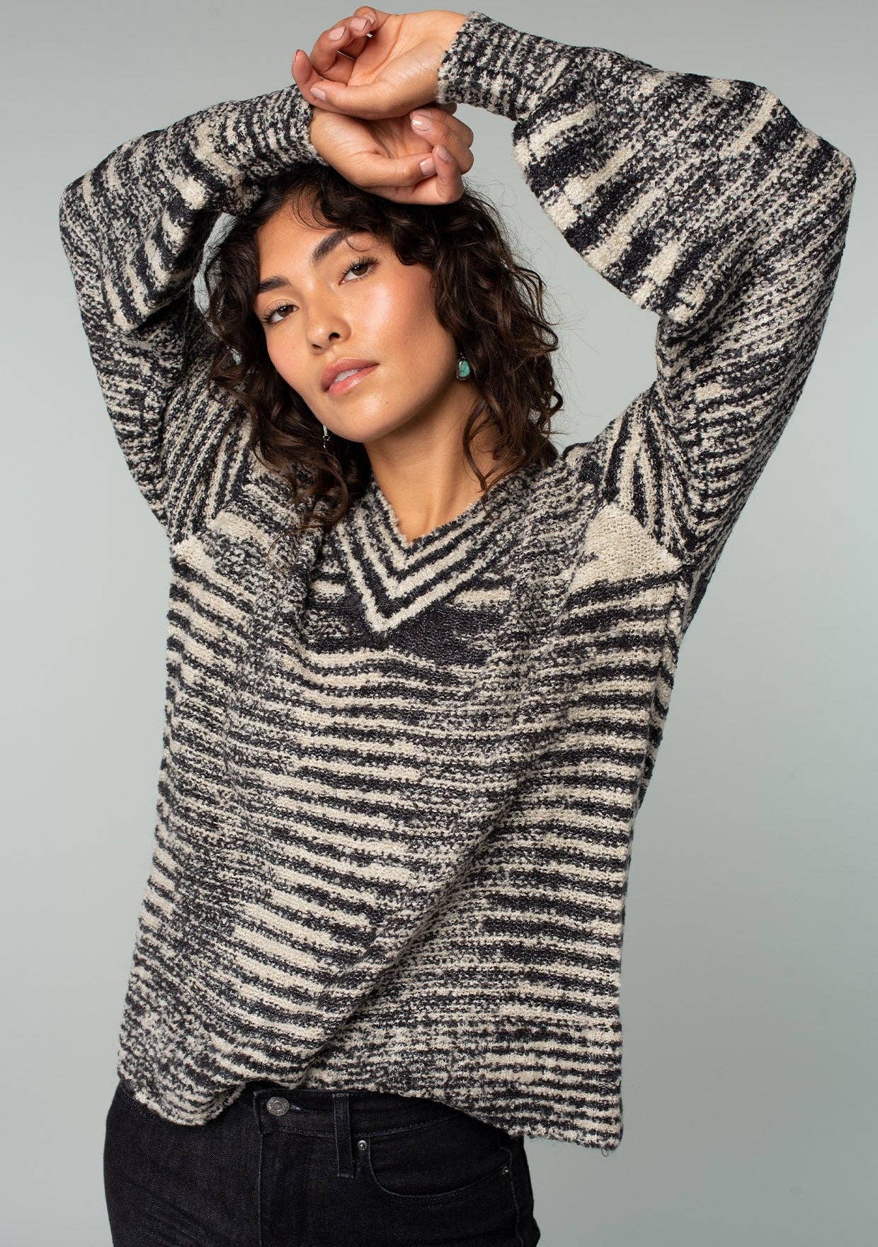 Space Dyed Animal Print Pullover Fall Sweater