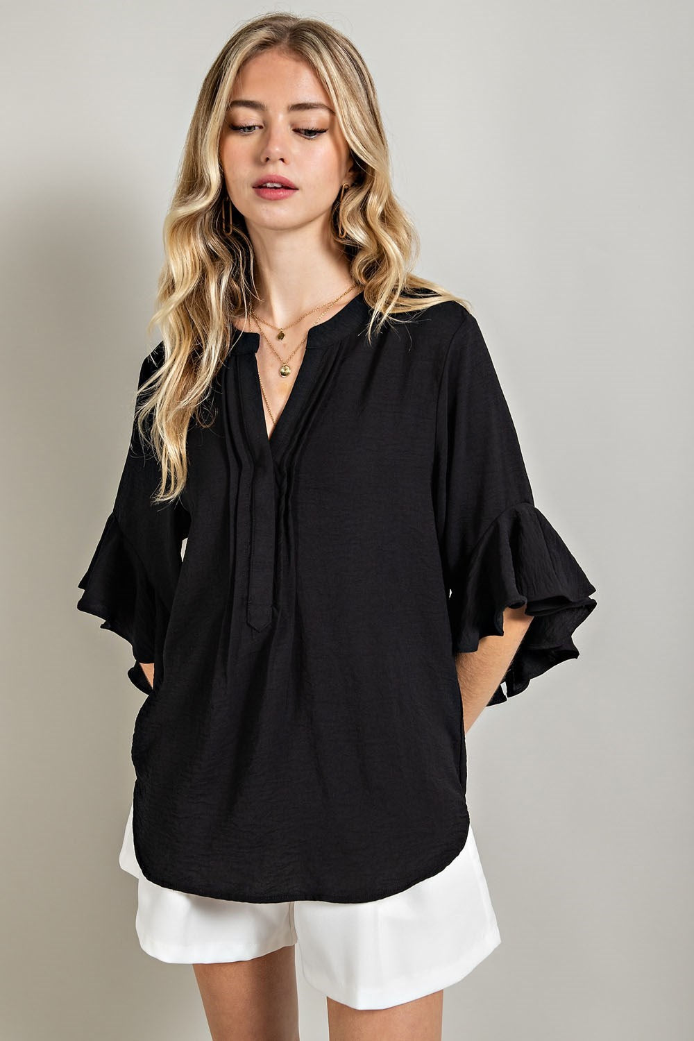 Ruffled Bell Sleeve