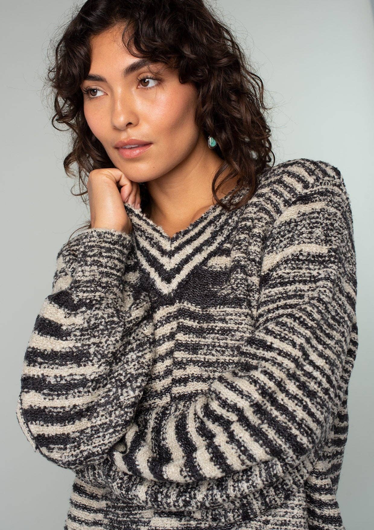 Space Dyed Animal Print Pullover Fall Sweater