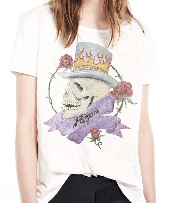 Poison Vintage Skull Roses Band Tee