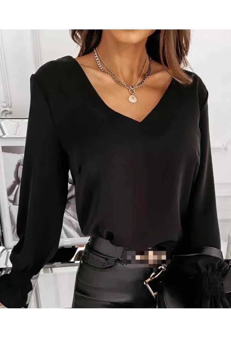Plain open back lace blouse top