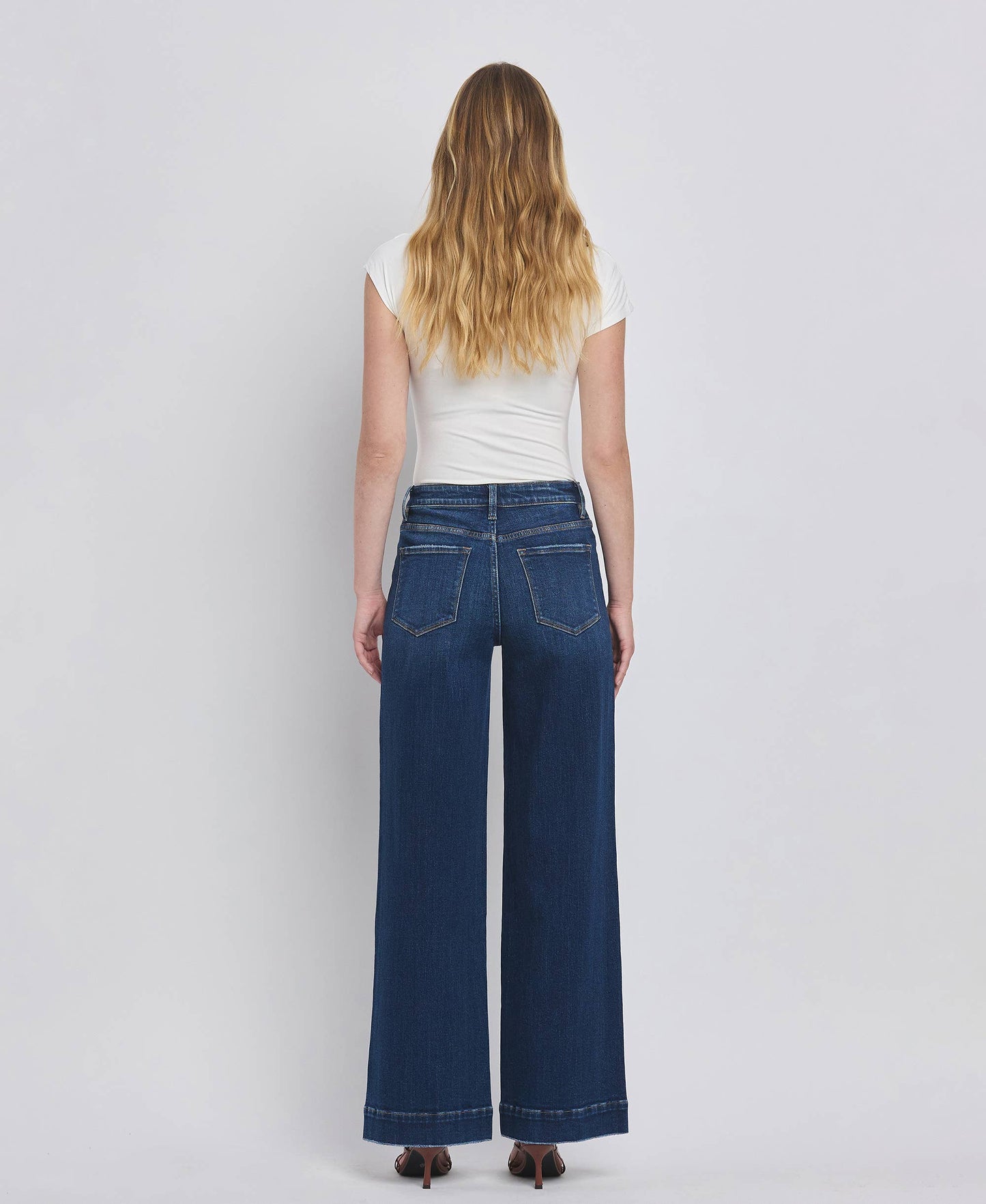 HIGH RISE WIDE TROUSER JEANS front pockets