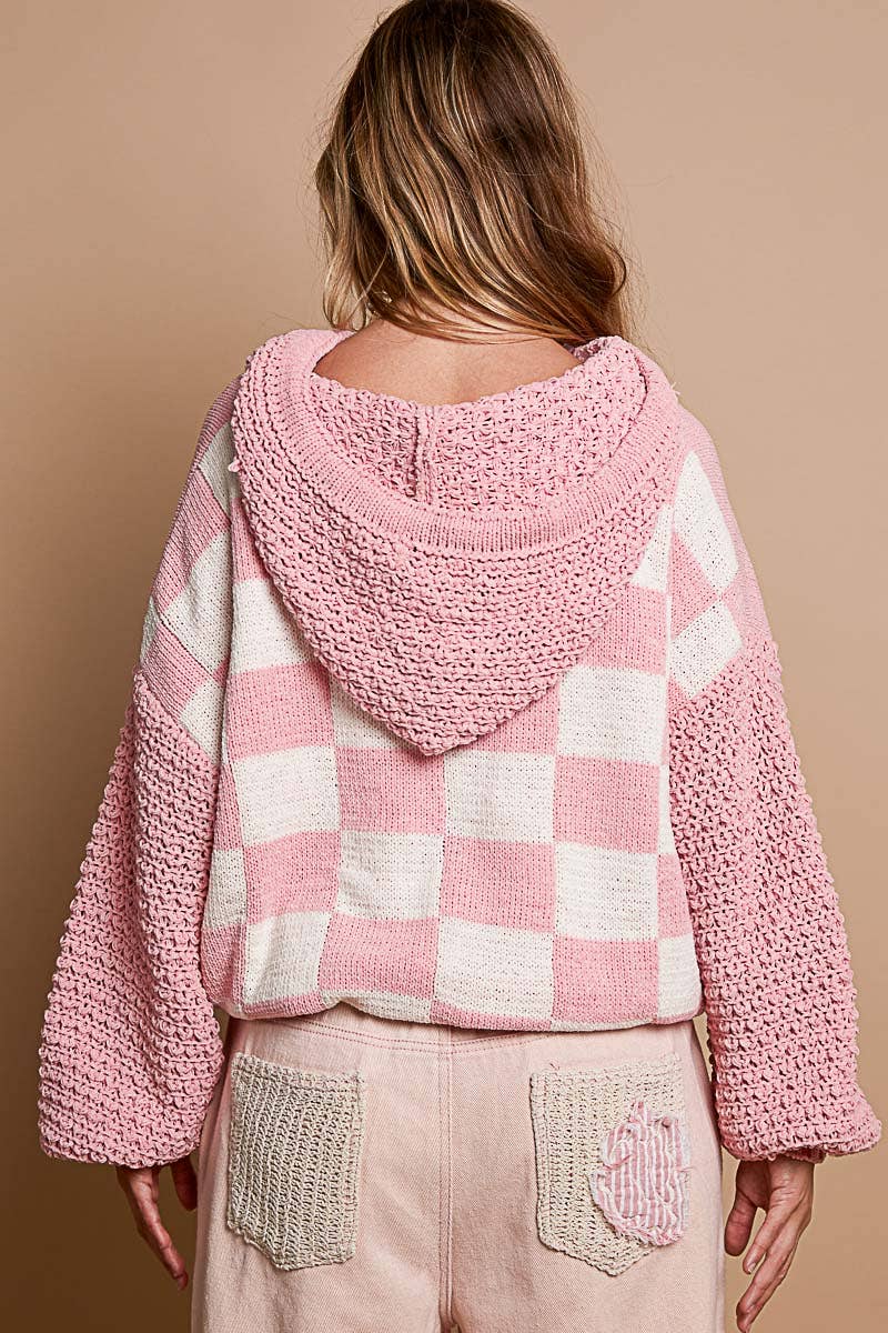 Granny square checker pattern sweater cardigan