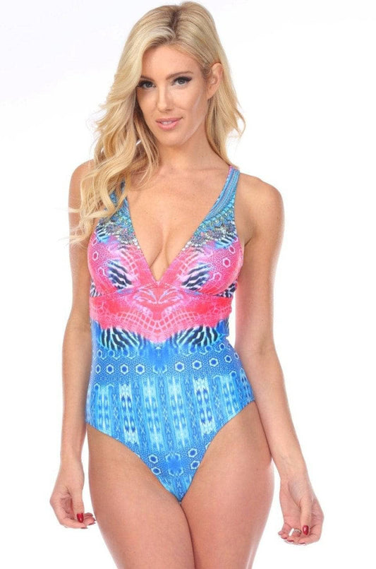 Women's One Piece Swimsuit in Multi-color, Nylon & Spandex