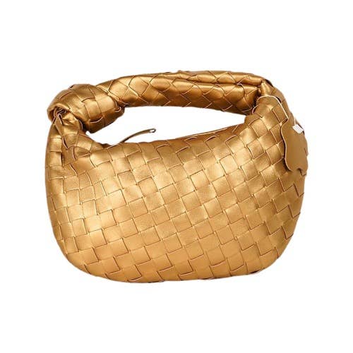 Ava Woven Knotted Handbag Metalic Gold