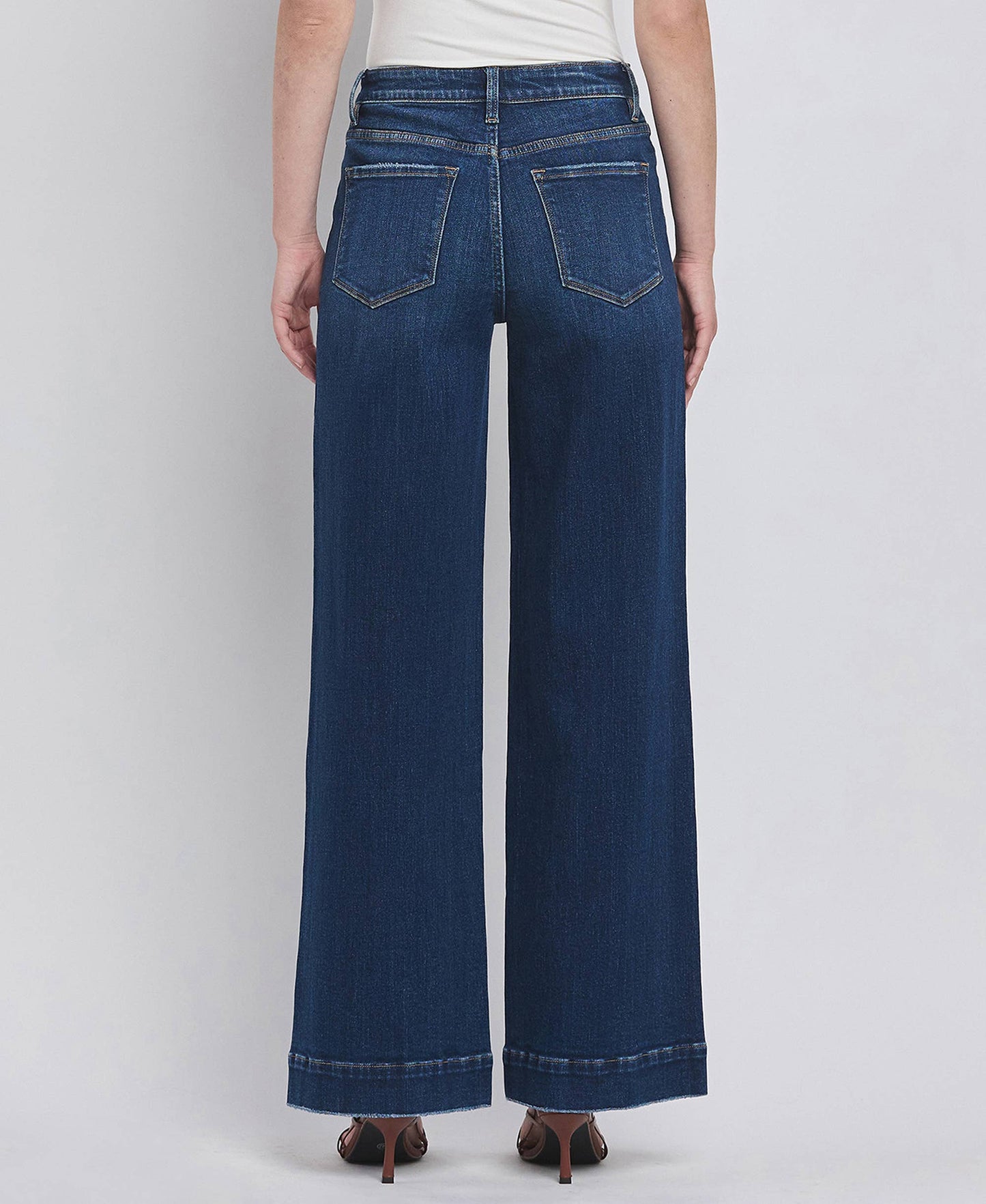 HIGH RISE WIDE TROUSER JEANS front pockets