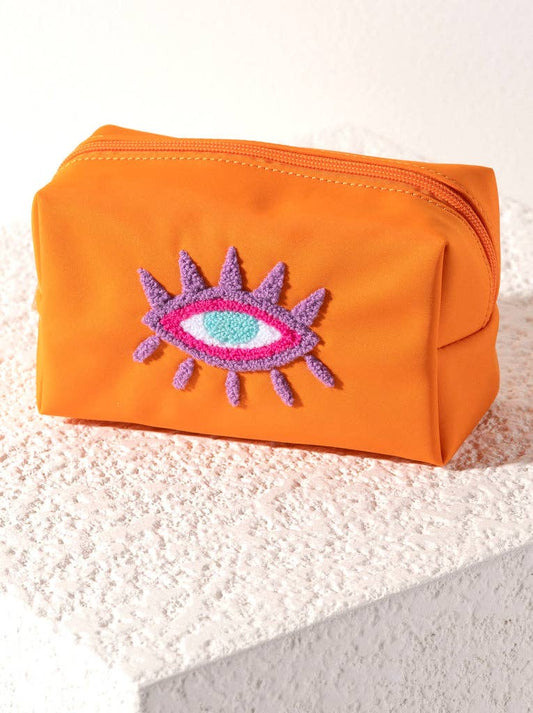 JOY EVIL EYE ZIP POUCH, ORANGE