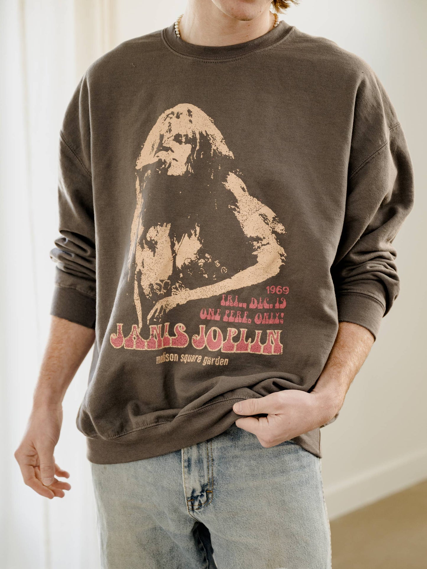 Janis Joplin Madison Square Garden Charcoal Thrifted S/S