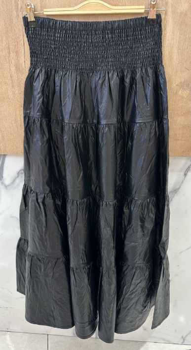 OMETHB Black Metal Maxi Metallic High Waisted Skirt 3 sizes