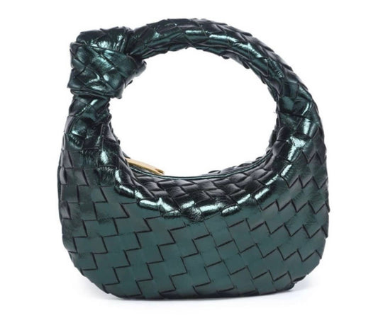 Ava Woven Knotted Handbag Pine