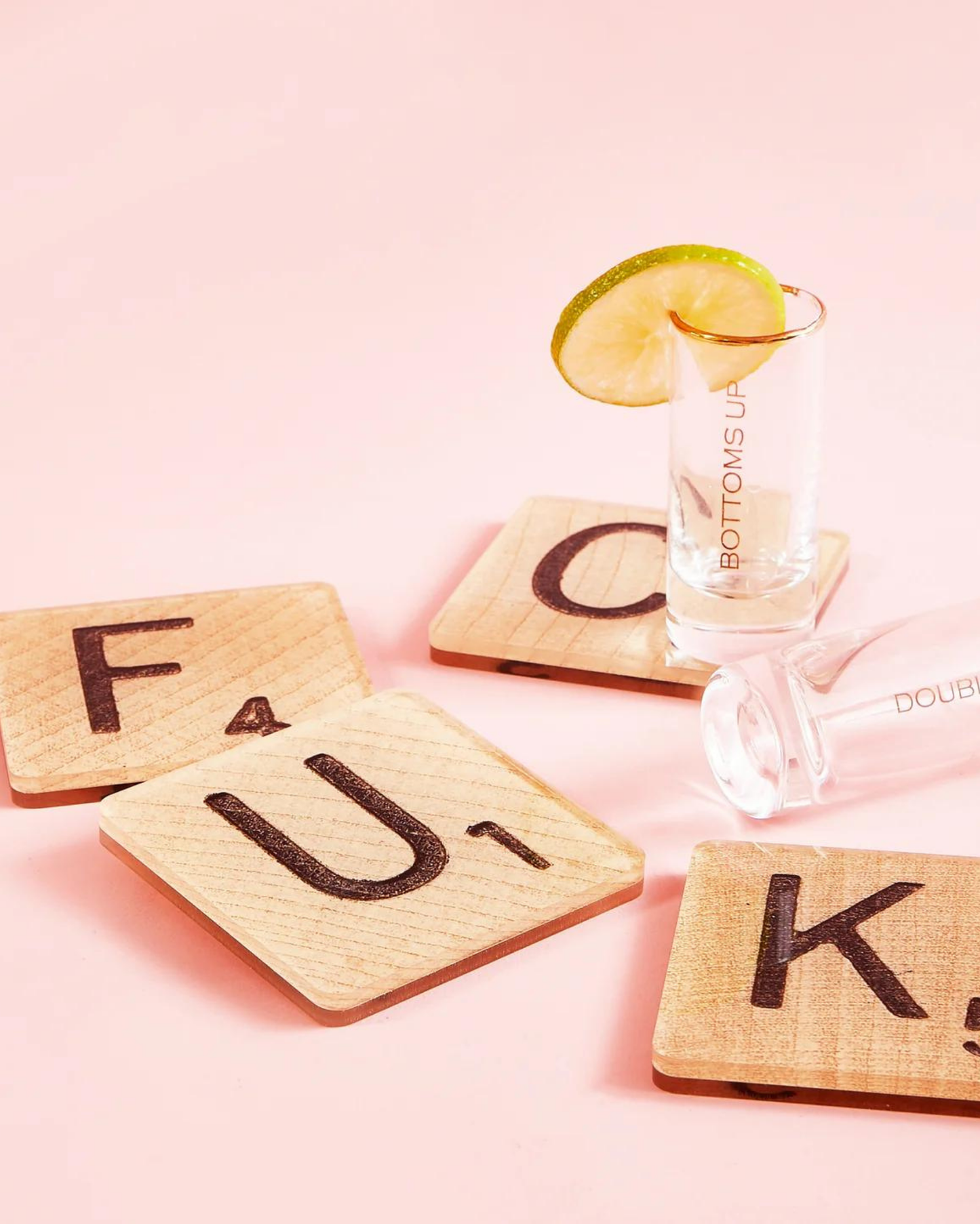 Fuck Scrabble Tiles | Set of 4 Acrylic Drink Coasters