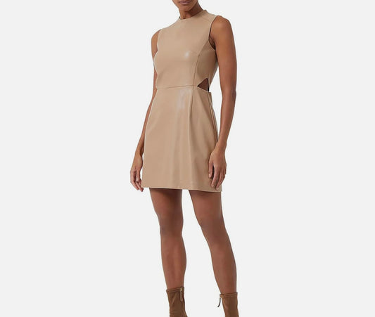 Leather small side cut out dress