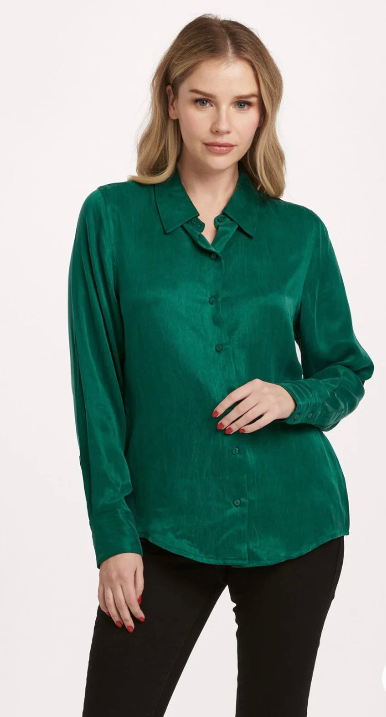 Long sleeve satin blouse