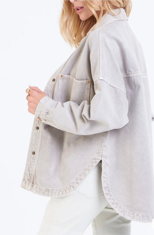 Grey/beige washed denim jacket