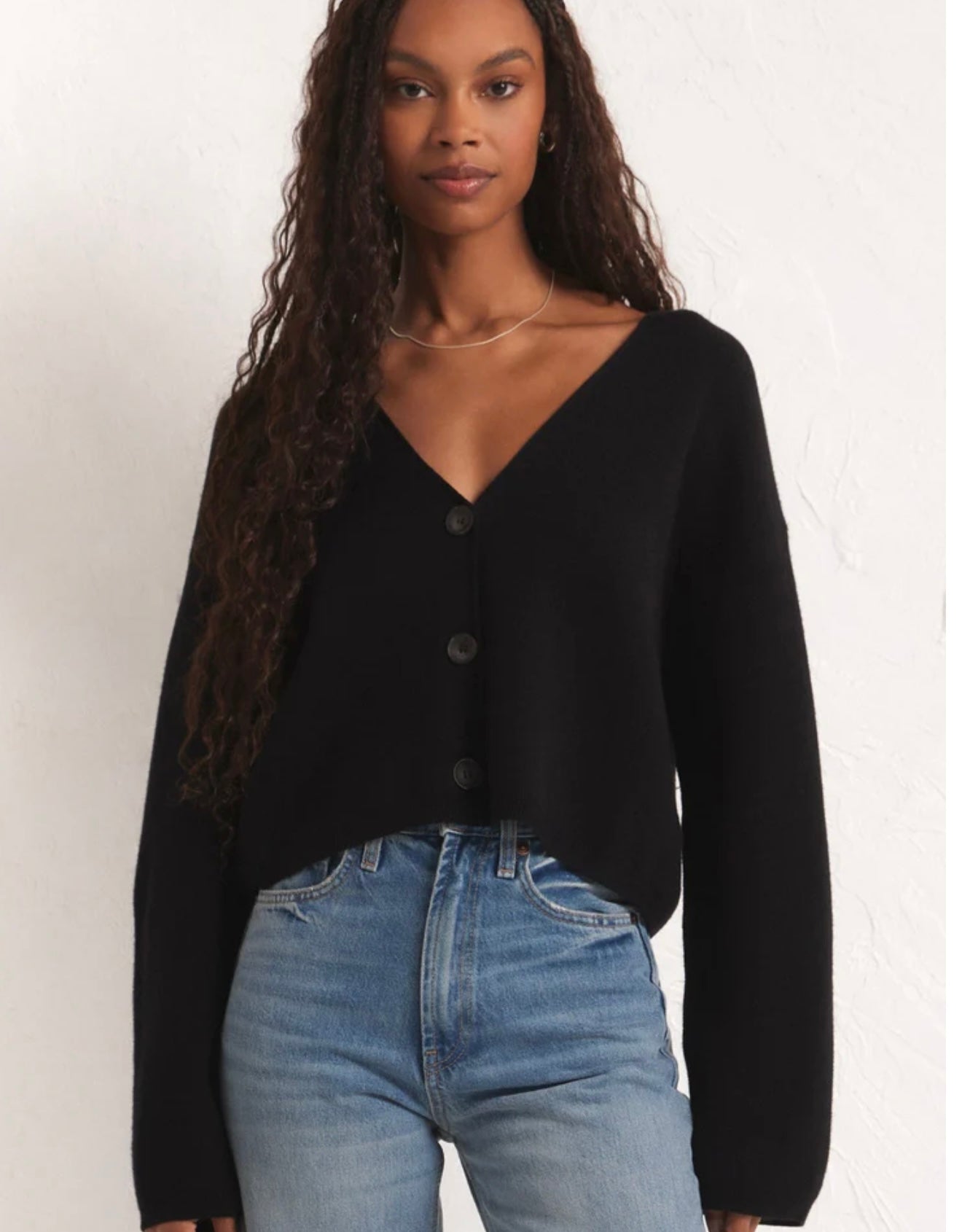 Cropped black cardigan