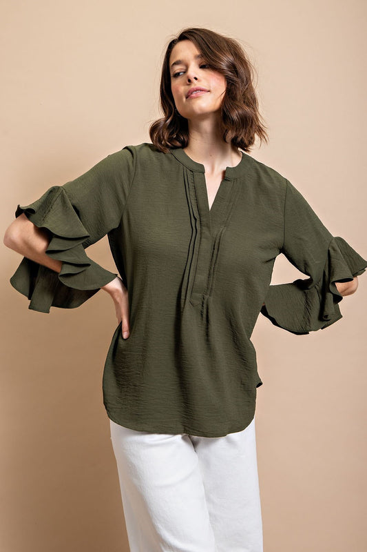 Ruffled Bell Sleeve