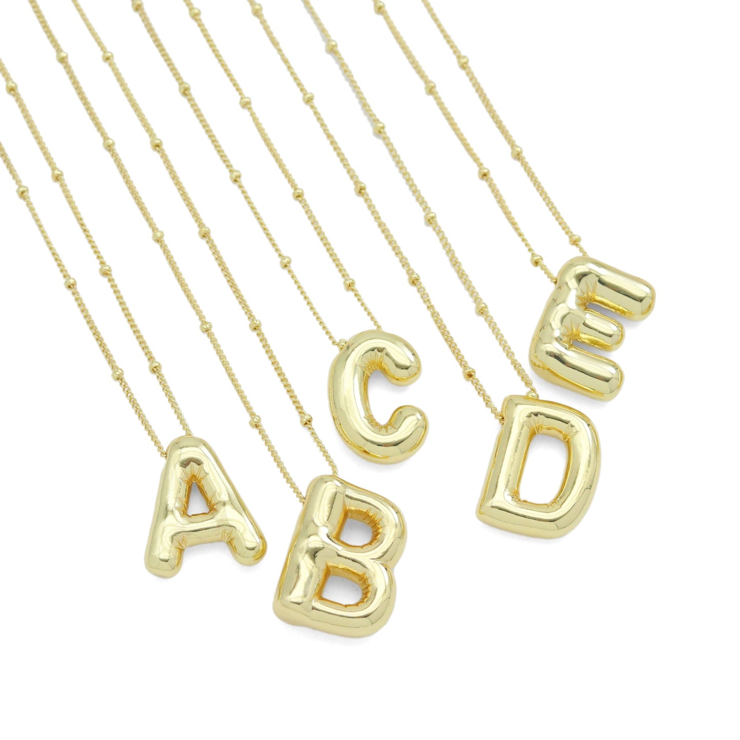 Ballon Bubble Initial Letter Charm Necklace, SKU#EF584